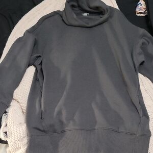 XS Aerie Pullover Cowl Neck Grey Sweater With Two Front Pocket